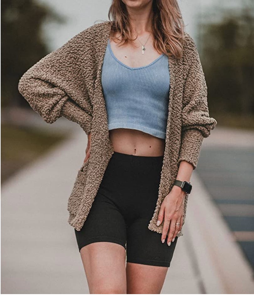 ZESICA Open Front Knit Oversized Cardigan