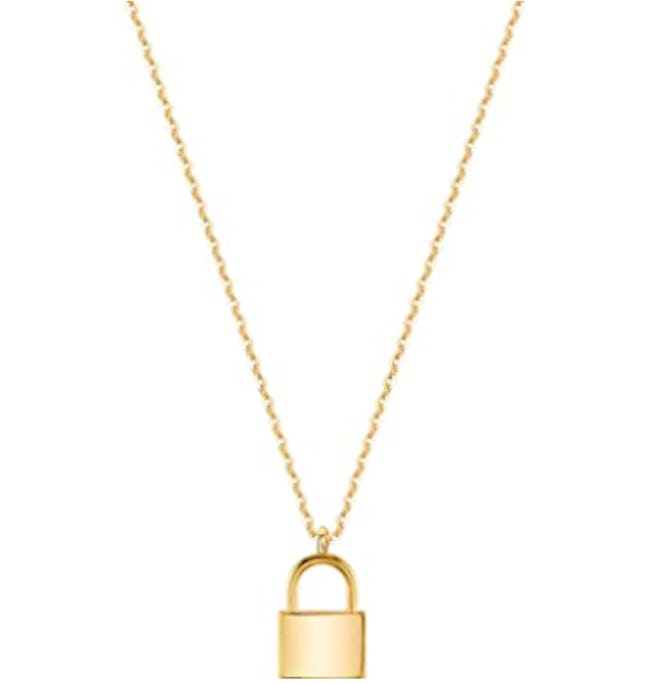 MEVECCO 18K Gold Plated Lock Necklace