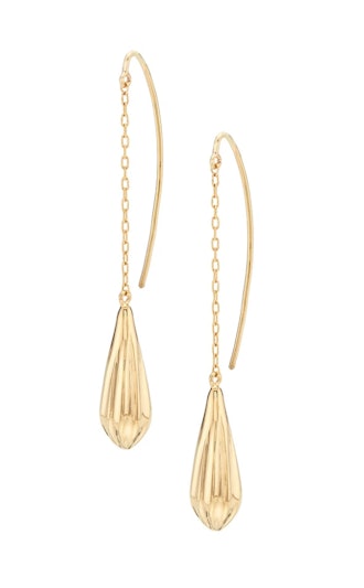 Shujaa gold drop teardrop-shaped earrings.