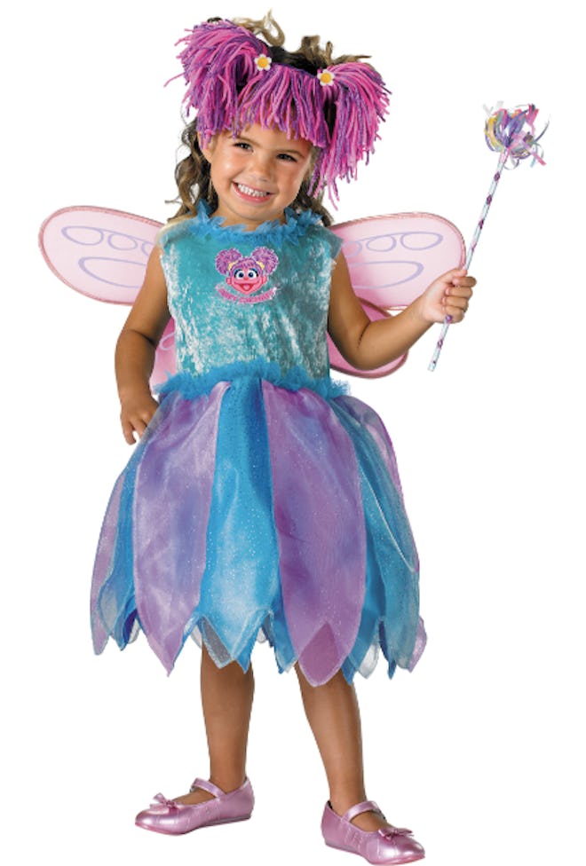 Toddler wearing an Abby Cadabby costume