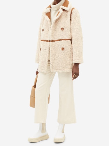 Chloe Double-Breasted Faux-Shearling Coat