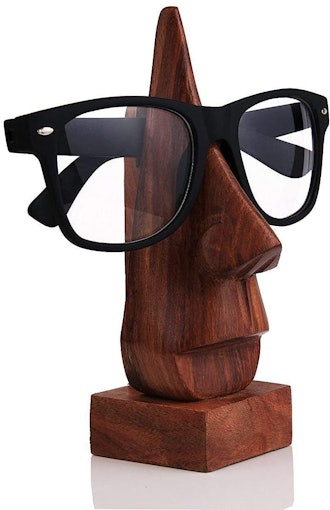 NIRMAN 6 Inch Wooden Nose Shaped Eyeglass Holder/Display