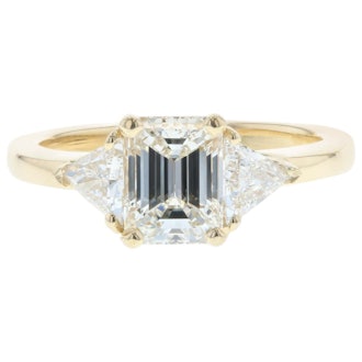 1 Carat Three-Stone Emerald Cut Diamond Engagement Ring