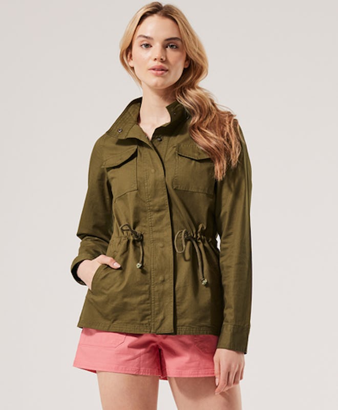 green field jacket from sustainable brand, Pact