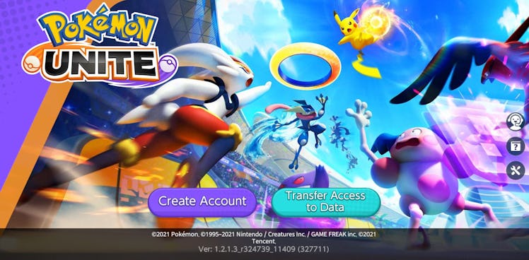 Pokémon Unite title screen mobile