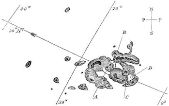 Carrington's sketch of the sunspots.