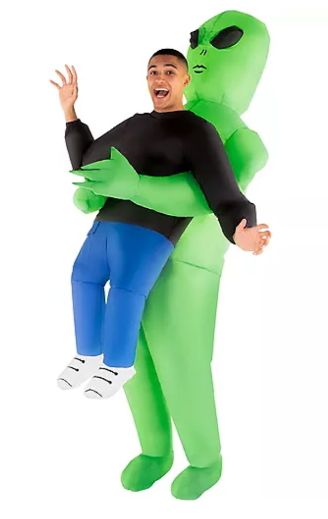 This funny inflatable Halloween costume for men makes it look like an alien is picking up the wearer...