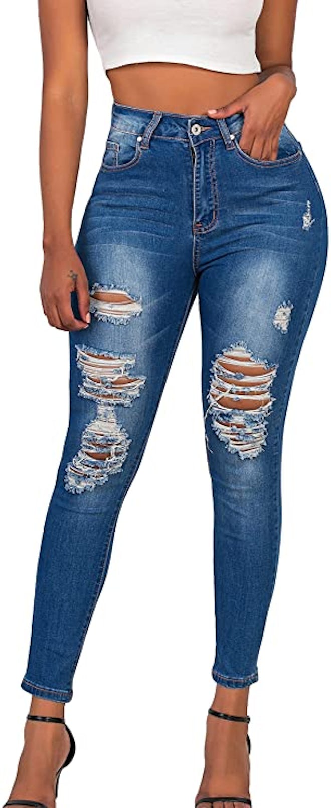 MEISITE High-Rise Brazilian Style Skinny Jeans 