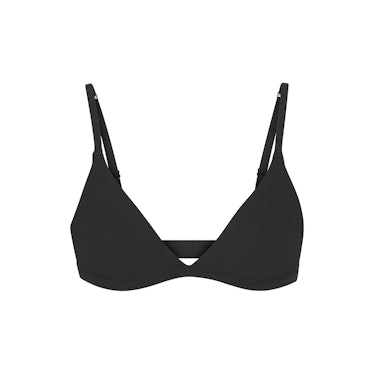 SKIMS cotton jersey triangle bralette in color Soot.