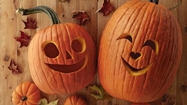 These Halloween Zoom backgrounds include smiling Jack 'O Lanterns.