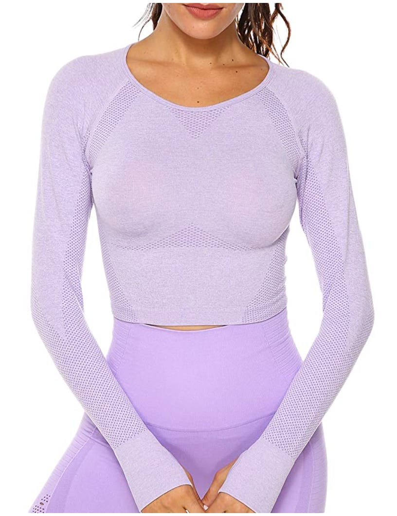 SEASUM Athletic Long Sleeve Crop Top
