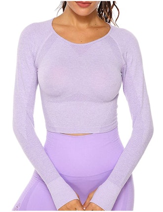 SEASUM Athletic Long Sleeve Crop Top