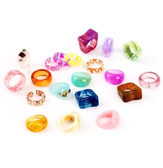 AIDSOTOU Acrylic Ring Set (20 Pieces)