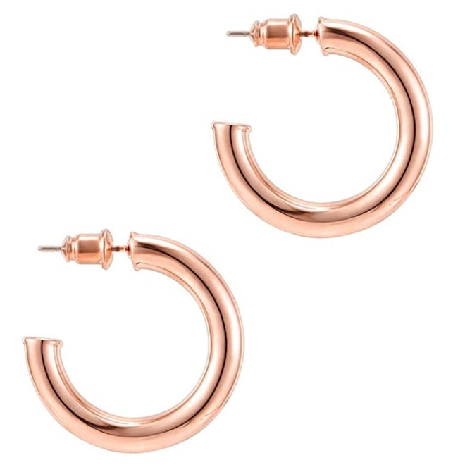 PAVOI 14K Gold Colored Chunky Open Hoop