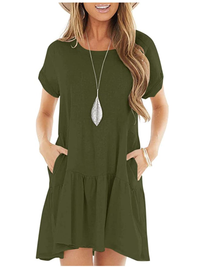 Berryou Short Sleeve Swing T-Shirt Dress