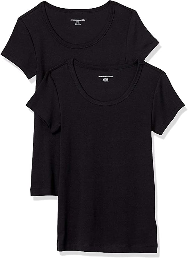 Amazon Essentials Slim-Fit Cap-Sleeve Scoopneck T-Shirt (2-Pack)