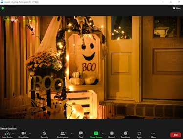 These Halloween backgrounds for Zoom include a ghostly room design.