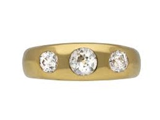 Three Stone Diamond Gypsy Ring by Adolph Philip Krieger