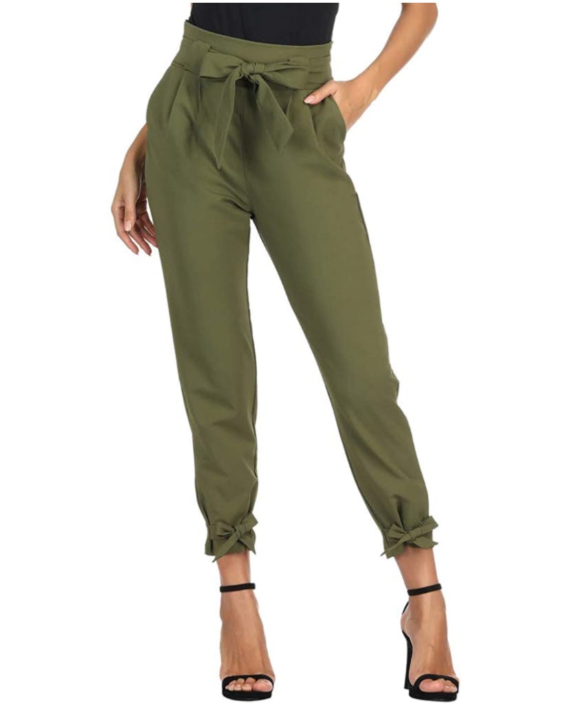 GRACE KARIN High Waist Tie Belted Trouser