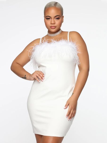 Plus Size Sling Feather Dress