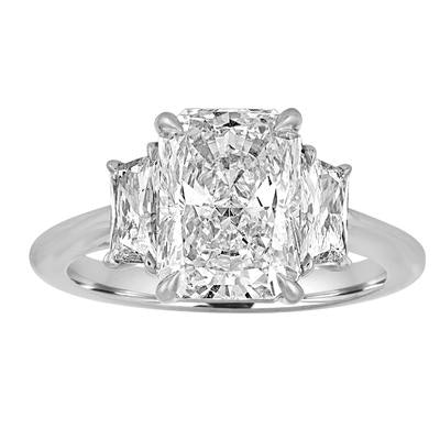 Radiant Engagement Ring with Trapezoid Cut Side Stones