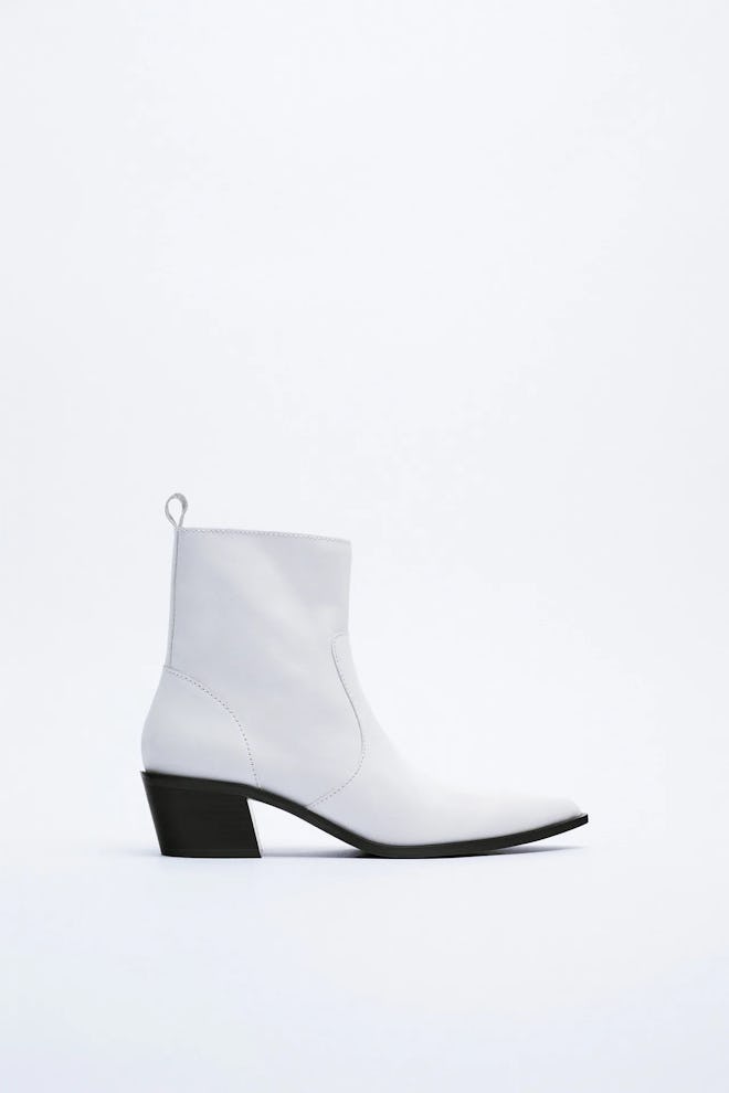 Leather Cowboy Ankle Boots Zara