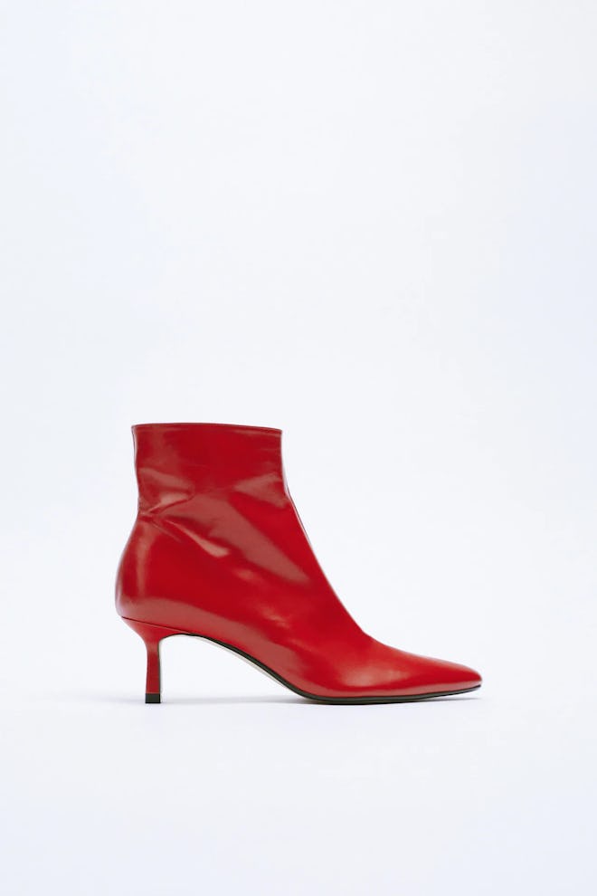 High-Heel Leather Ankle Boot Zara