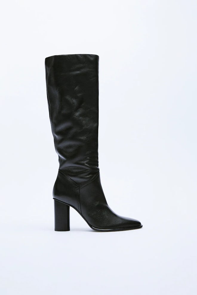 High-Heeled Leather Boots Zara