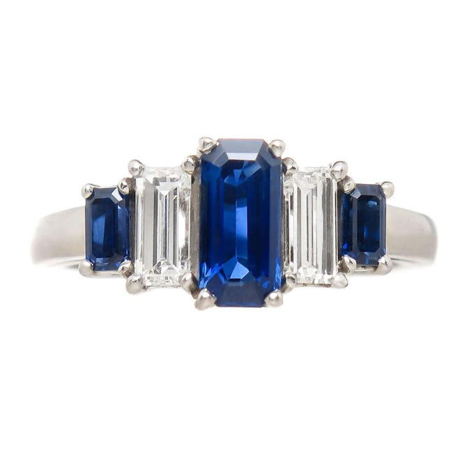 Oscar Heyman Diamond Sapphire and Platinum Ring