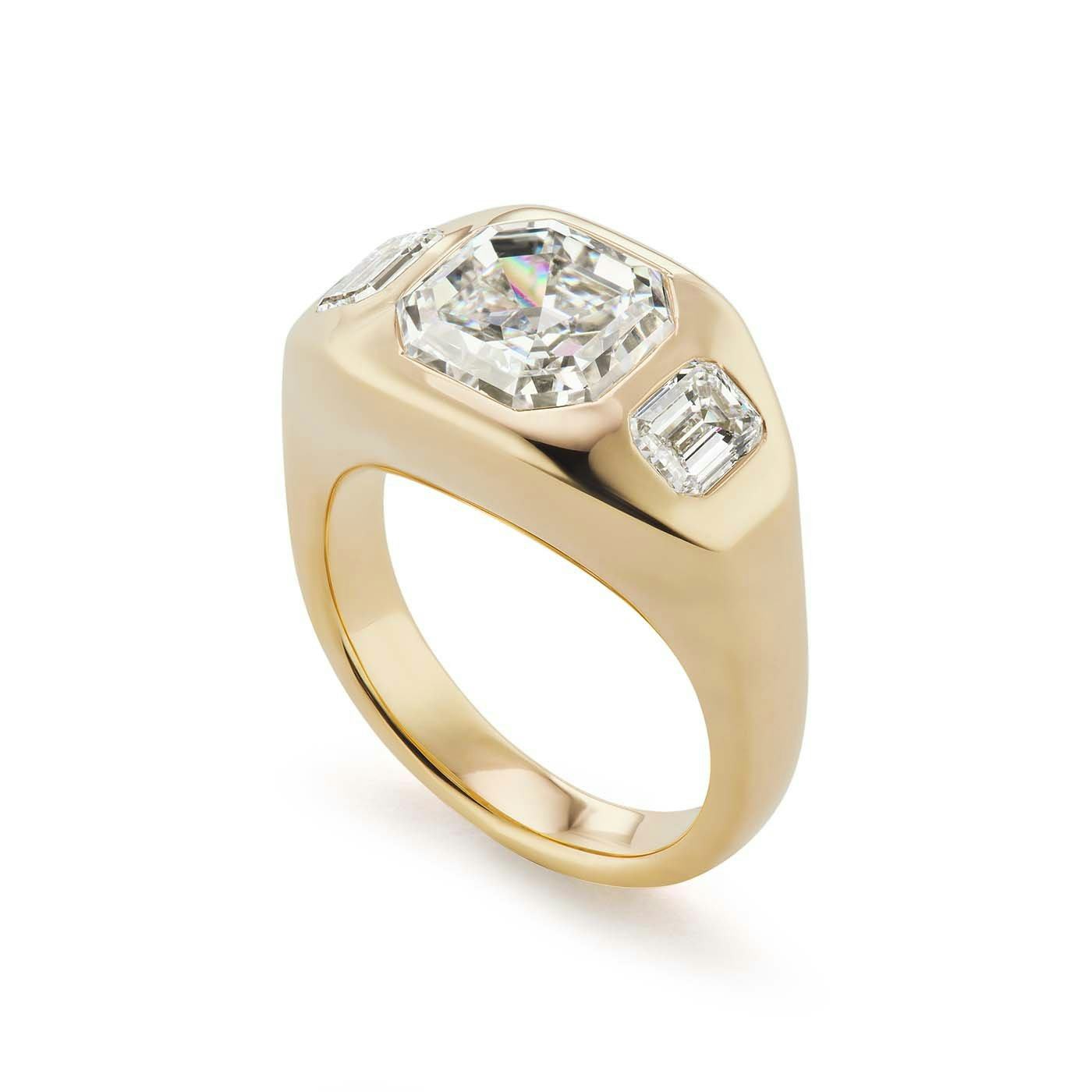 One-of-a-Kind Asscher Diamond Gypsy with Emerald Cut Sides