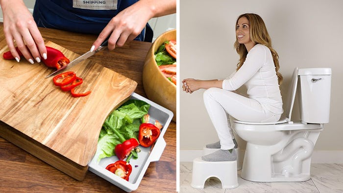 Amazon smart inventions, an addition to a cutting board and a stool for the bathroom