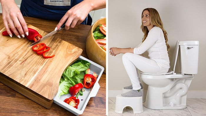 Amazon smart inventions, an addition to a cutting board and a stool for the bathroom