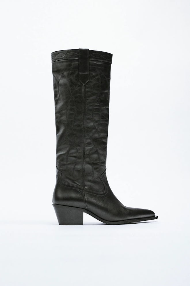 Leather Cowboy Boot Zara