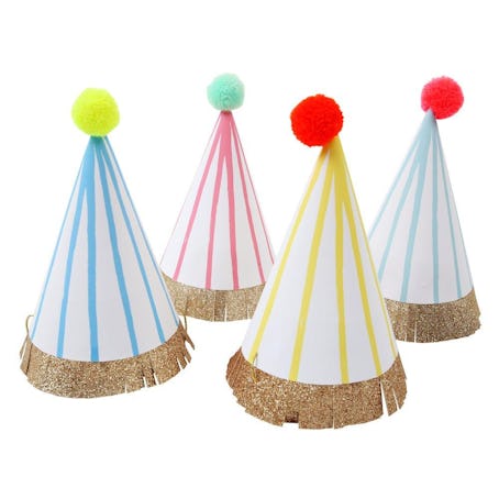 Stripe Pompom Party Hats