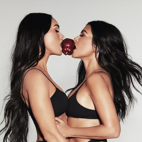 Megan Fox and Kourtney Kardashian pose for the news SKIMS campaign, out on September 22, 2021.