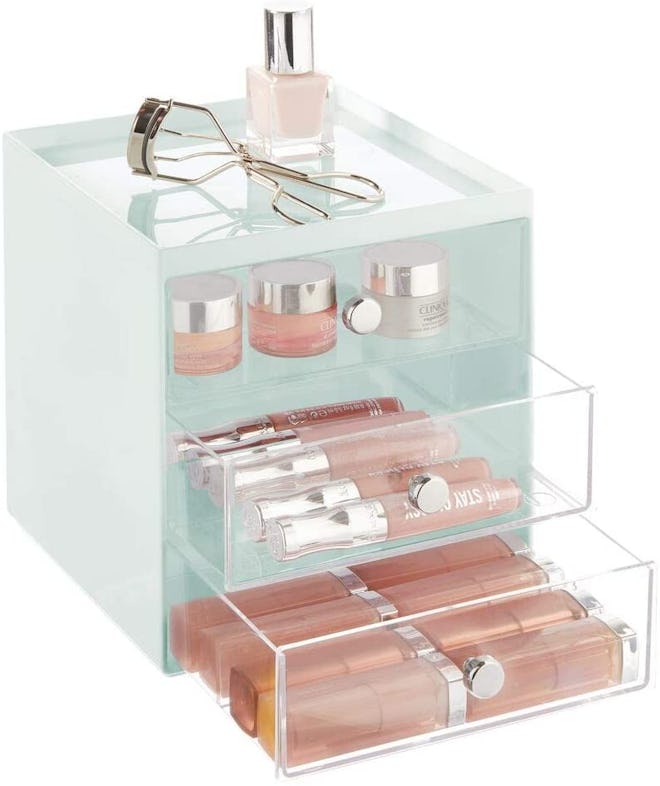 mDesign Plastic Makeup Organizer Storage Station