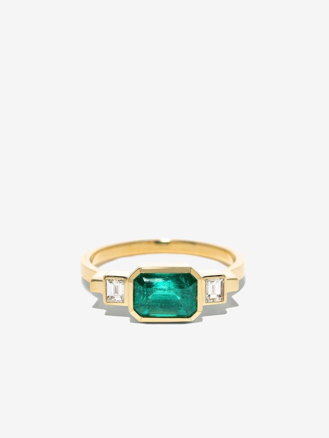 Emerald and Baguette Diamond Ring
