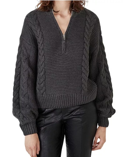 Zoe Quarter Zip Cable Knit Sweater