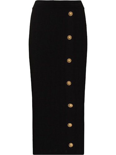 Balmain's Six Button Midi Skirt.