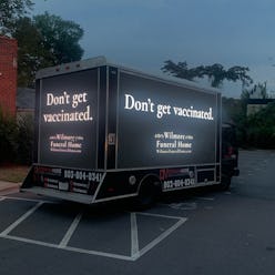 Wilmore Funeral Home fake anti-vax van ad photo from BooneOakley