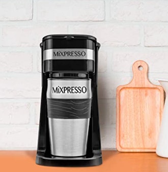 Mixpresso 2-In-1 Single Cup Coffee Maker & 14oz Travel Mug Combo