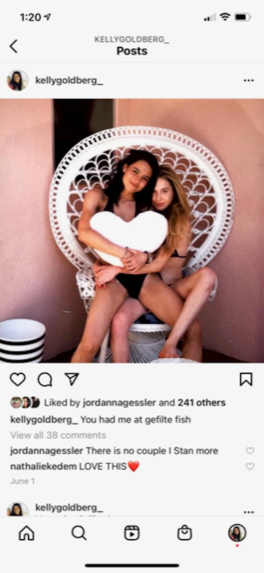 Kelly Goldberg and Jamie Bierman's first Instagram together after meeting on Lox Club.