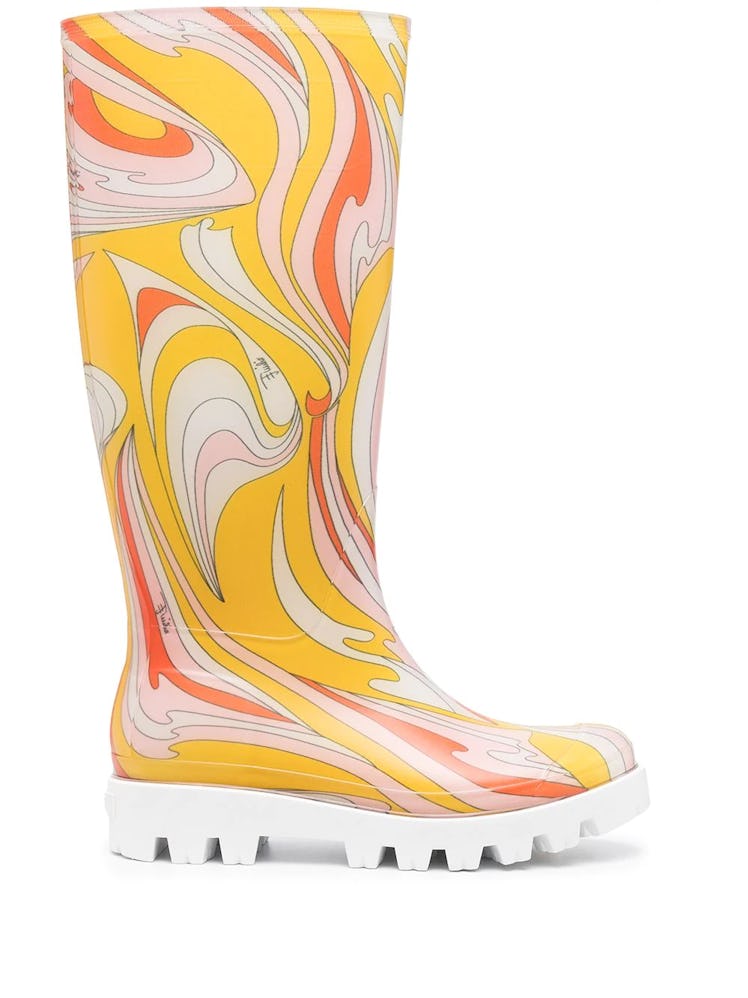 Emilio Pucci's abstract-print rain boots. 