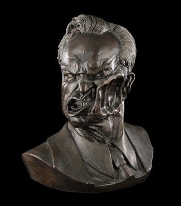 agent smith face punch bust bronze