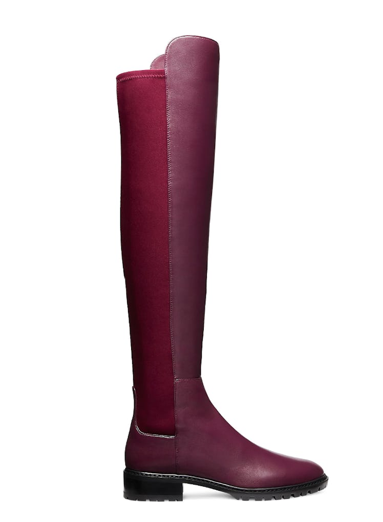 Stuart Weitzman's over-the-knee boot in the color cranberry. 