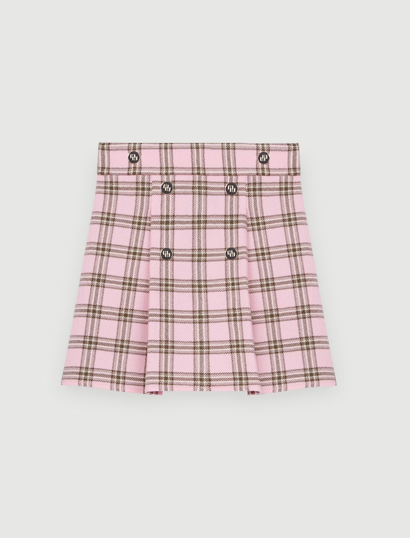CHECKED PLEATED SKIRT