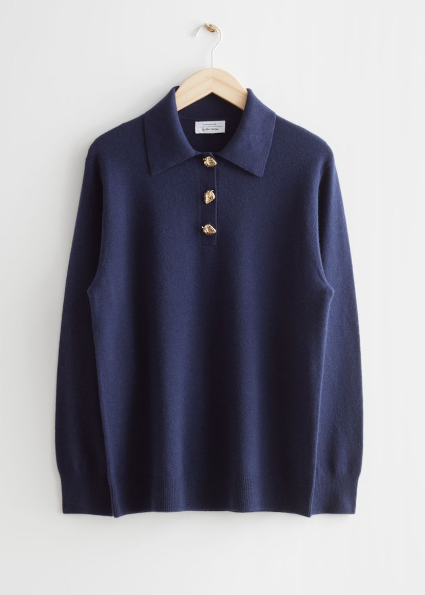 Wool Knit Polo Sweater