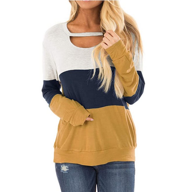 Topstype Color Block Cutout Sweatshirt