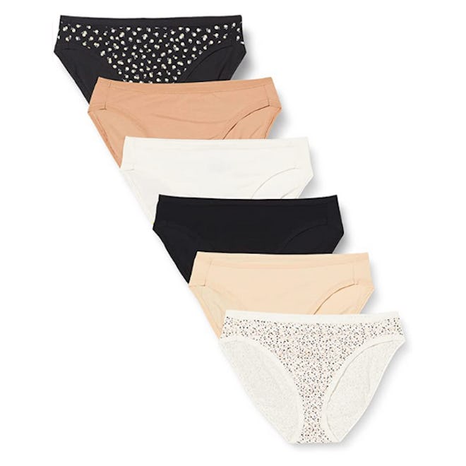 Amazon Essentials Cotton Stretch High-Cut Bikini Panty (6 Pack)