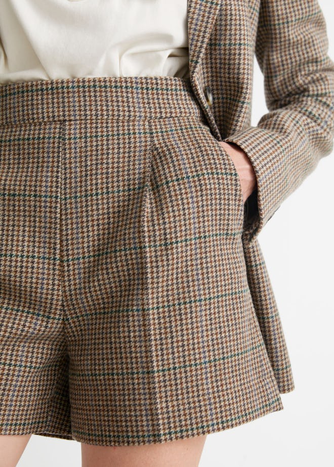 Checkered Wool Shorts